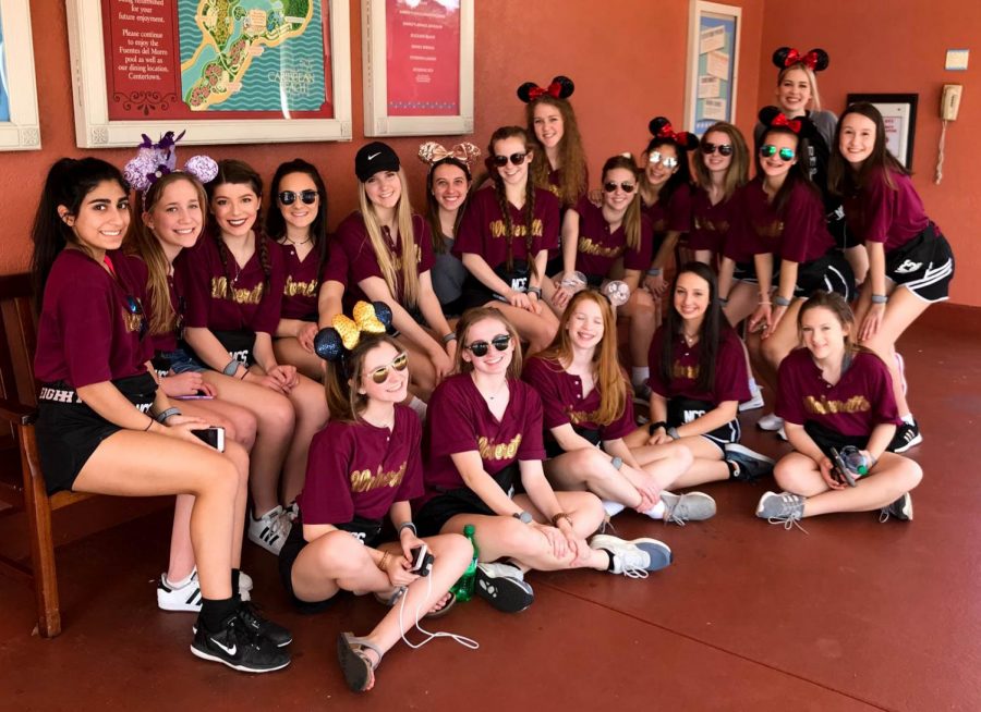 Wolverettes gather while at Disney for competition.