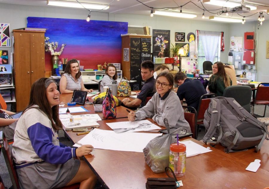 AP Art was added as a course offering for the first time this year. Students will submit a portfolio by the end of the year to be reviewed by the College Board.  